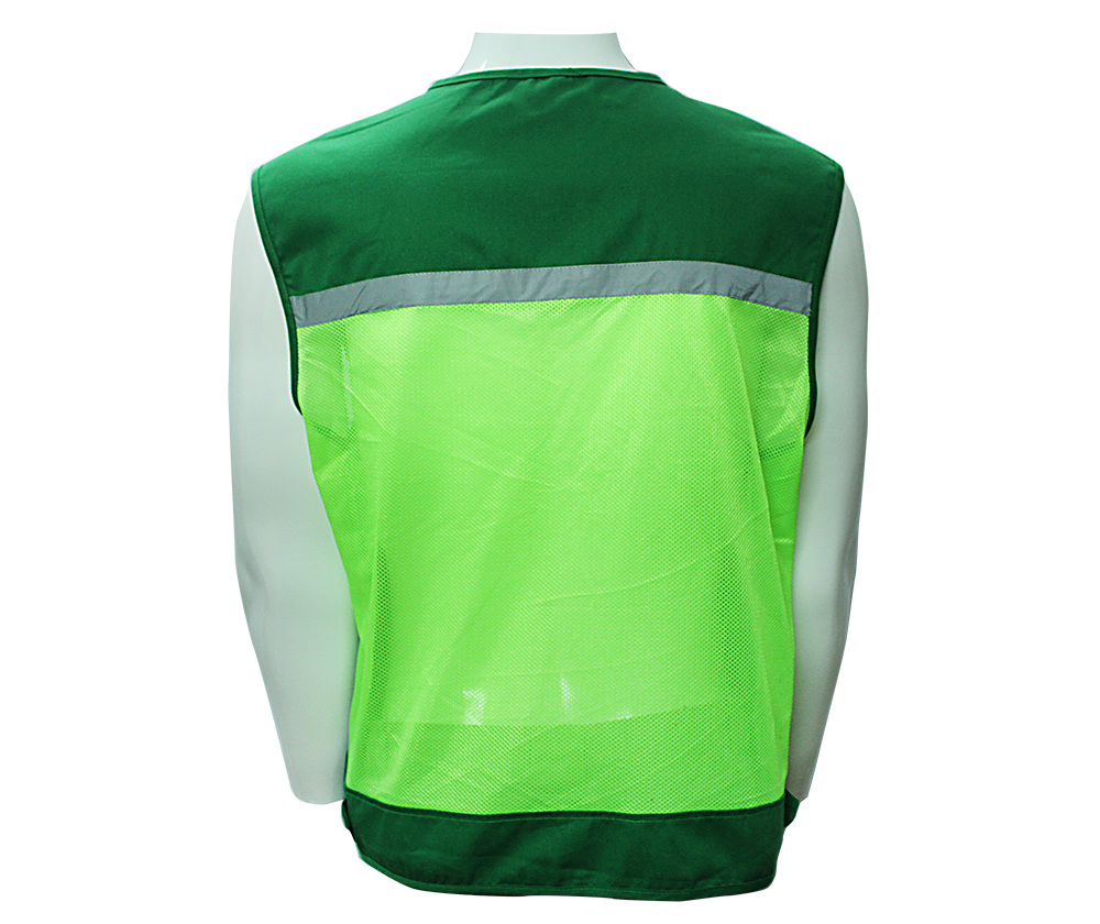 Áo Gile 4 túi hộp vải + lưới - Mầu xanh môi trường